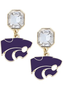 K-State Wildcats Rhinestone Logo Womens Earrings