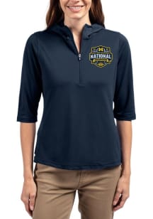 Cutter and Buck Michigan Wolverines Womens Navy Blue 2026 MBB Champions Virtue Eco Pique Hooded Sw..
