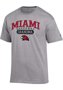 Champion Miami RedHawks Grey Pill Box Grandma Jersey Short Sleeve T Shirt
