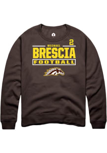 Michael Brescia Western Michigan Broncos Mens Brown Football NIL Stacked Box Player Crew