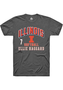 Ellie Haggard  Illinois Fighting Illini Dark Grey Rally NIL Arch Logo Short Sleeve T Shirt