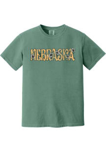 Summit Sportswear Nebraska Womens Green Floral Wordmark Short Sleeve T-Shirt