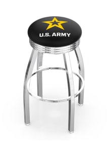 Army 3 Ring Chrome Seat Pub Stool - Silver