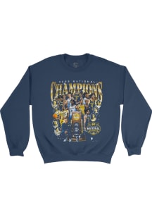 Michigan Wolverines Mens Navy Blue 2026 Men's Basketball National Champions Roster Long Sleeve Cre..