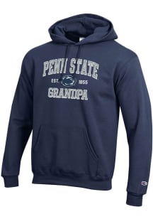 Champion Penn State Nittany Lions Mens Navy Blue Est. Date Grandpa Powerblend Long Sleeve Hoodie