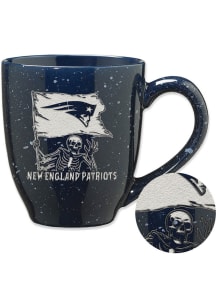 New England Patriots Skeleton 16oz Speckle Ceramic Mug - Navy Blue