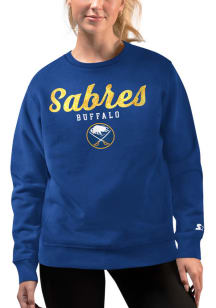 Starter Buffalo Sabres Womens Blue Script Glitter Crew Sweatshirt