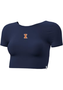 Champion Illinois Fighting Illini Womens Navy Blue Twist Back Short Sleeve T-Shirt