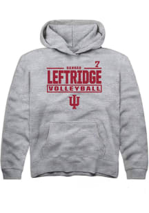 Hannah Leftridge Rally Indiana Hoosiers Youth NIL Stacked Box Long Sleeve Player Hoodie Grey
