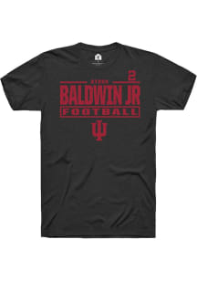 Byron Baldwin Jr Indiana Hoosiers Black Football NIL Stacked Box Short Sleeve Player T Shirt