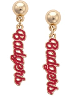 Wisconsin Badgers Enamel Script Womens Earrings