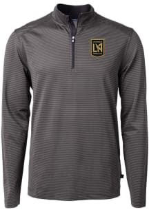 Cutter and Buck Los Angeles FC Mens Black Virtue Eco Pique Stripe Big and Tall Qtr Zip