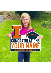 Illinois Fighting Illini Personalized Congratulations Grad Yard Sign - White
