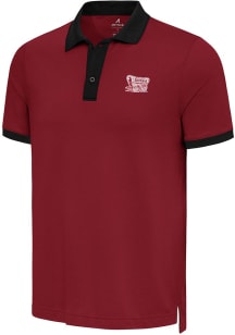 Antigua Oklahoma Sooners Mens Crimson Noble Colorblock Short Sleeve Polo
