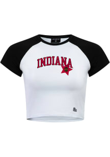 Hype and Vice Indiana Hoosiers Womens White Homerun Raglan Short Sleeve T-Shirt