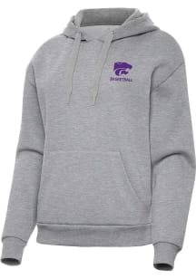 Antigua K-State Wildcats Womens Grey Heather Basketball Victory Hooded Sweatshirt