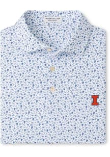 Peter Millar Illinois Fighting Illini Mens Light Blue Kick Off Short Sleeve Fashion Polo
