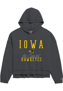 Iowa Hawkeyes Womens Black Waffle Oversized Hooded Sweatshirt