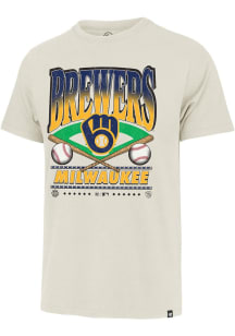 47 Milwaukee Brewers White Straight Shot Two Franklin Short Sleeve Fashion T Shirt