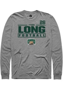 Tyson Long Ohio Bobcats Graphite Football NIL Stacked Box Long Sleeve Player T Shirt