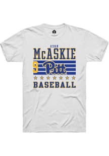 Aidan McAskie Pitt Panthers White NIL Striped Short Sleeve Player T Shirt