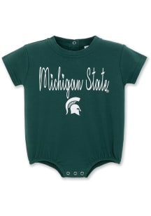 Michigan State Spartans Baby Green Bubble Short Sleeve One Piece