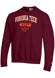 Champion Virginia Tech Hokies Mens Maroon Class of 2027 Powerblend Long Sleeve Crew Sweatshirt