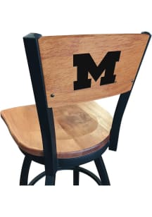 Michigan Wolverines Maple Seat Maple Back Swivel Pub Stool - Brown