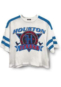 Junk Food Clothing Houston Texans Womens White Striped Crop Short Sleeve T-Shirt