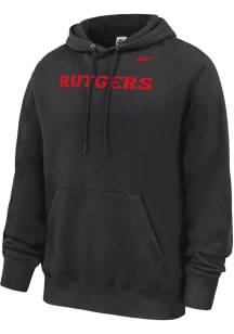 Nike Rutgers Scarlet Knights Mens Black Wordmark Club Fleece Long Sleeve Hoodie