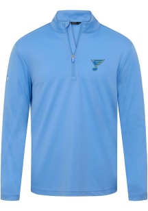 Levelwear St Louis Blues Mens Blue-Heritage Heron Long Sleeve Qtr Zip Pullover