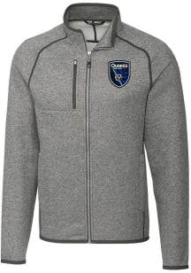 Cutter and Buck San Jose Earthquakes Mens Grey Mainsail Big and Tall Light Weight Jacket
