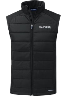 Cutter and Buck Harvard Crimson Mens Black Evoke Hybrid Sleeveless Jacket