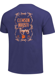 Clemson Tigers Womens Purple Bow Frame Short Sleeve T-Shirt