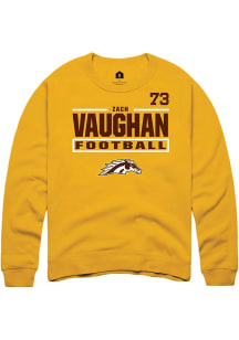 Zach Vaughan Western Michigan Broncos Mens Gold Football NIL Stacked Box Player Crew