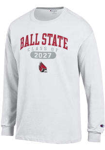 Champion Ball State Cardinals White Pill Class of 2027 Jersey Long Sleeve T Shirt