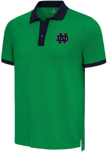 Antigua Notre Dame Fighting Irish Mens Kelly Green Noble Colorblock Short Sleeve Polo