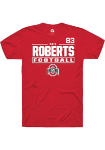 Nate Roberts  Ohio State Buckeyes Red Rally Football NIL Stacked Box Short Sleeve T Shirt