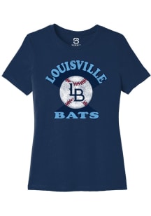 Summit Sportswear Louisville Bats Womens Navy Blue Soft Arch Short Sleeve T-Shirt