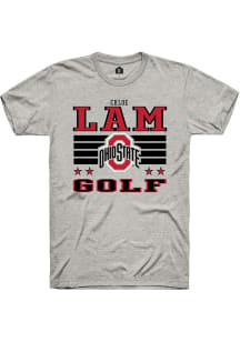 Chloe Lam Ohio State Buckeyes Ash NIL Striped Short Sleeve Player T Shirt