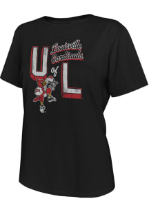 Original Retro Brand Louisville Cardinals Womens Black Vintage Short Sleeve T-Shirt
