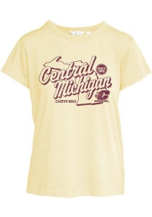 Central Michigan Chippewas Womens Yellow Darby Short Sleeve T-Shirt