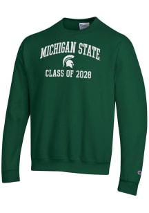 Champion Michigan State Spartans Mens Green Font Class of 2028 Powerblend Long Sleeve Crew Sweatsh..