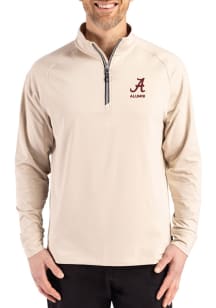 Cutter and Buck Alabama Crimson Tide Mens Brown Alumni Adapt Eco Knit Long Sleeve Qtr Zip Pullover