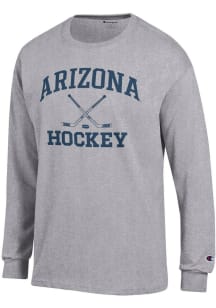 Champion Arizona Wildcats Grey Hockey Jersey Long Sleeve T Shirt