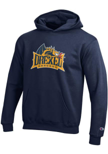 Champion Drexel Dragons Youth Navy Blue Powerblend Long Sleeve Hoodie