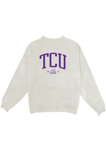 Blue 84 TCU Horned Frogs Womens Oatmeal Mock Neck Crew Sweatshirt
