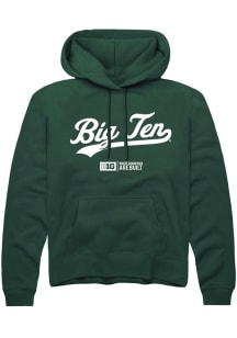 Rally Big Ten Mens Green Script Long Sleeve Hoodie