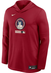 Nike Cleveland Guardians Mens Red Authentic Collection City Connect Long Sleeve Lightweight Hoodie
