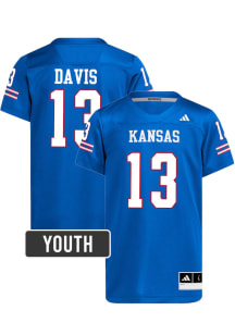 Quincy Davis Kansas Jayhawks Youth Royal Blue Adidas NIL Name And Number Football Jersey